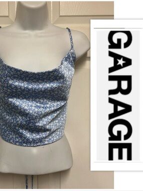 Garage Floral Cropped Lace Up Cami